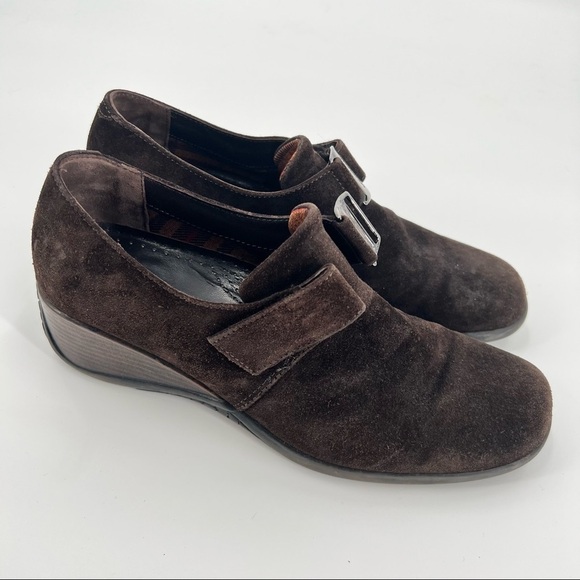 Aquatalia brown suede leather shoes wedge size 6 - Picture 1 of 12